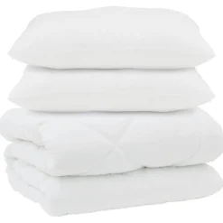 vidaXL Dekbed met Kussens 3 pcs Wit Microfiber en Dons Feather