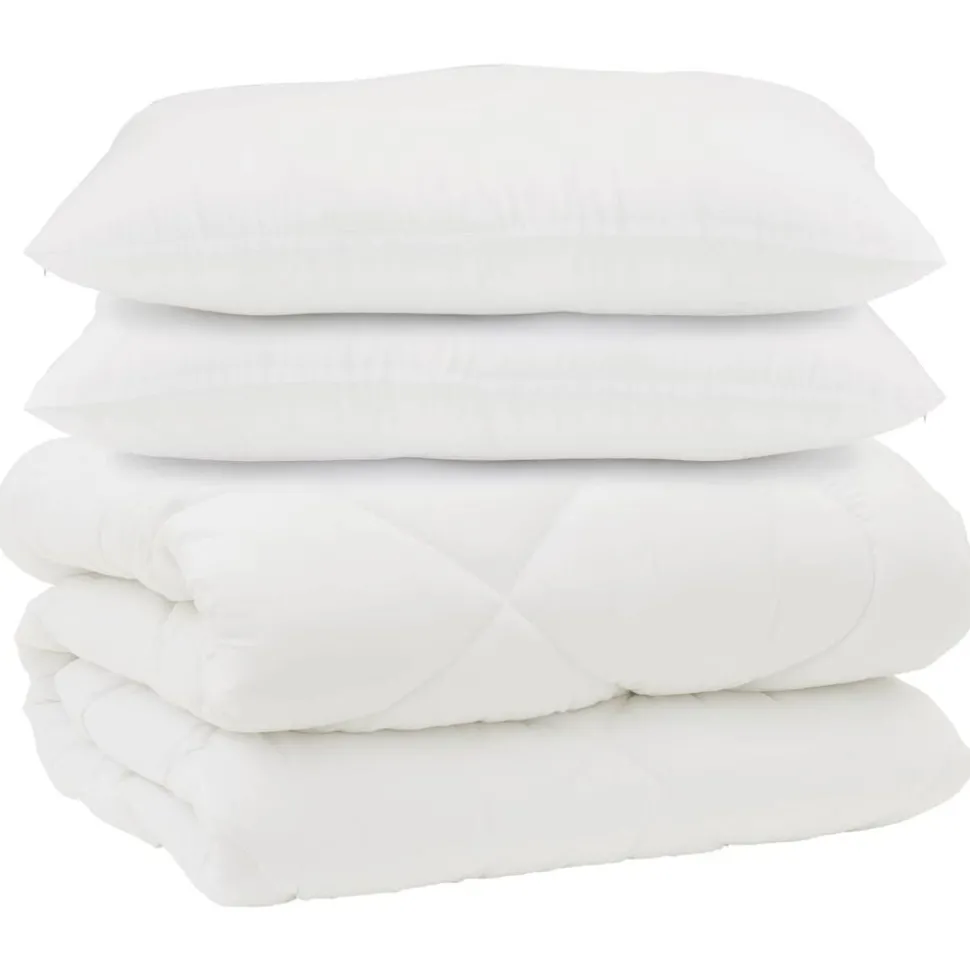 vidaXL Dekbed met Kussens 3 pcs Wit Microfiber en Dons Feather
