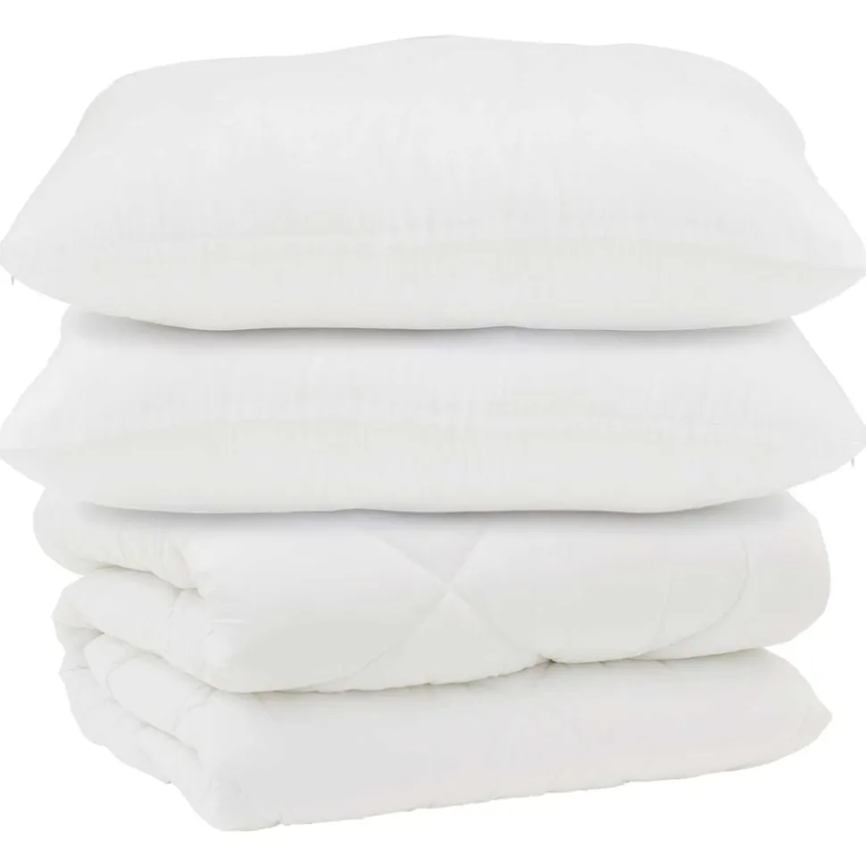 vidaXL Dekbed met Kussens 3 pcs Wit Microfiber en Dons Feather