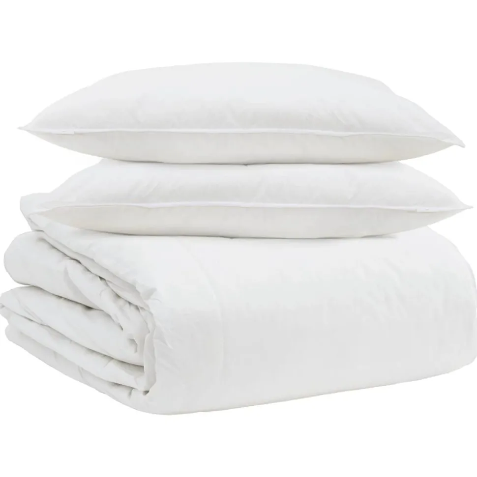 vidaXL Dekbed Set met kussen 3 pcs Wit Donsveertjes