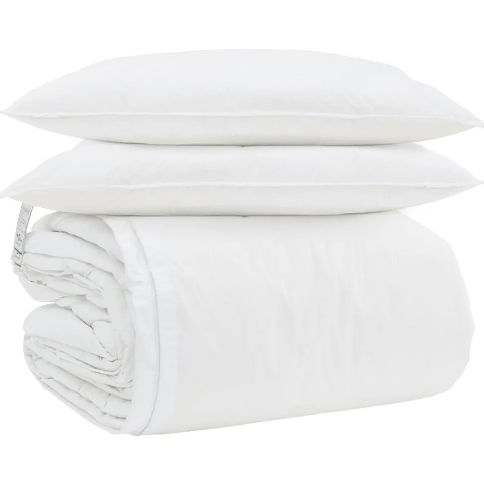 vidaXL Dekbed Set met kussen 3 pcs Wit Donsveertjes