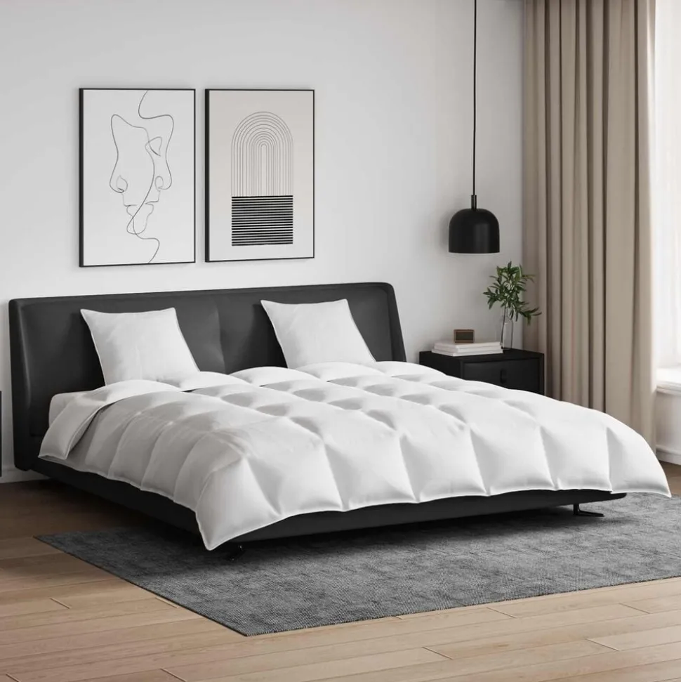 vidaXL Dekbed Set met kussen 3 pcs Wit Donsveertjes