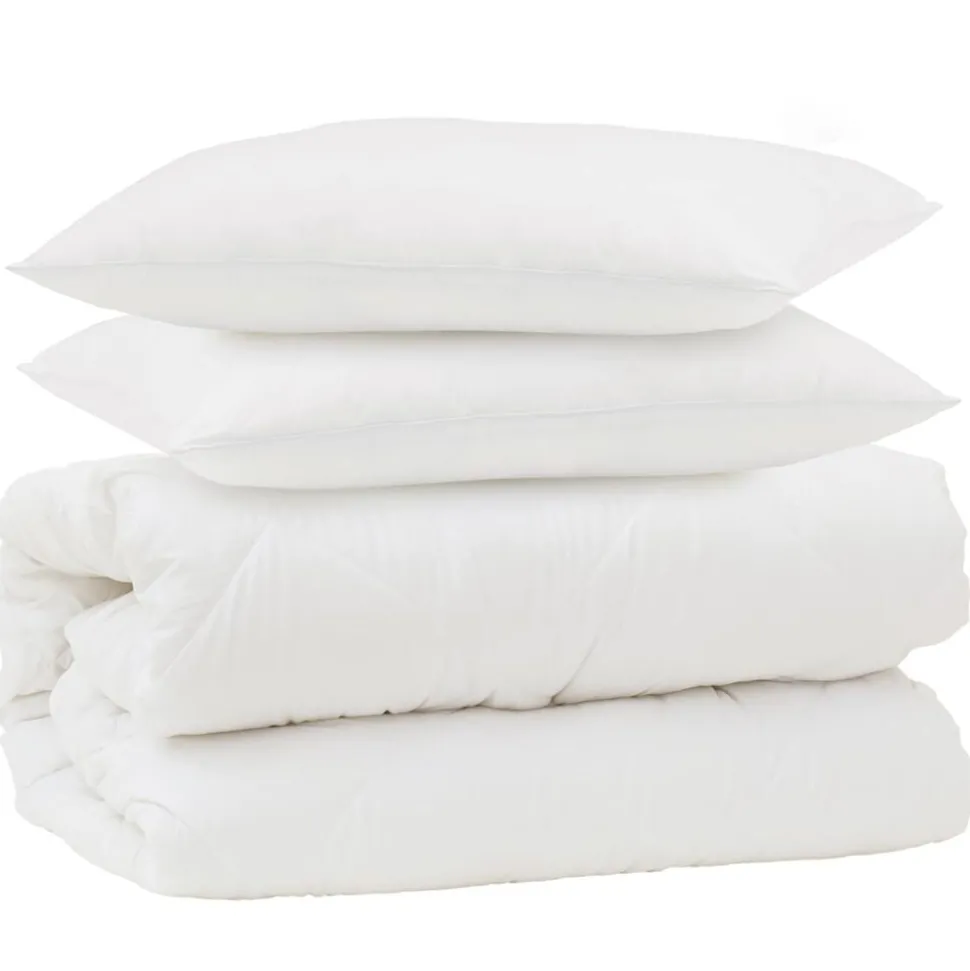 vidaXL Dekbed Set met kussen 3 pcs Wit Microfiber en Dons Feather