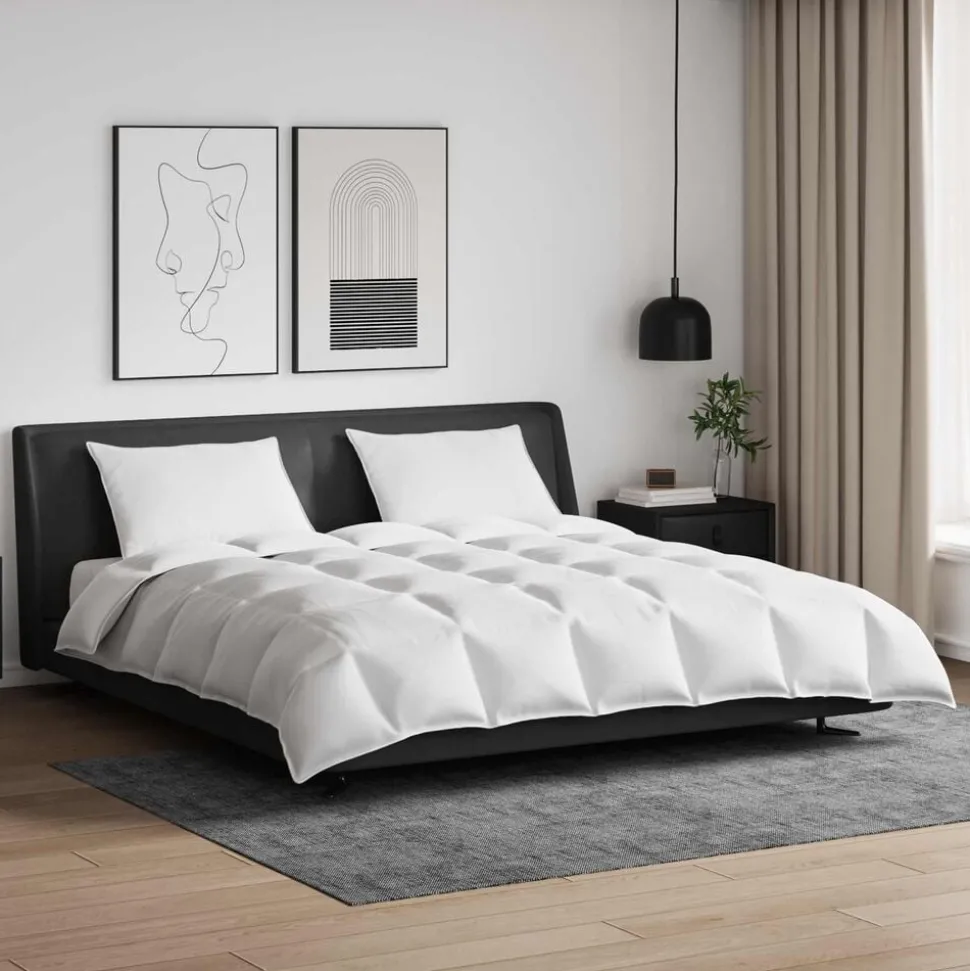 vidaXL Dekbed Set met kussen 3 pcs Wit Donsveertjes