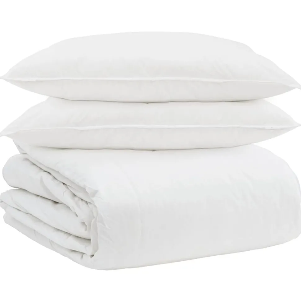 vidaXL Dekbed Set met kussen 3 pcs Wit Donsveertjes