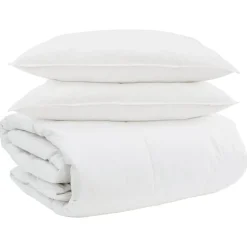 vidaXL Dekbed Set met kussen 3 pcs Wit Donsveertjes