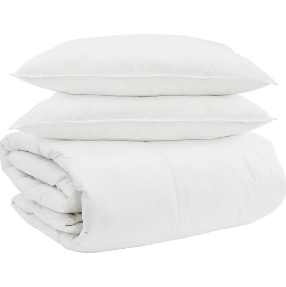 vidaXL Dekbed Set met kussen 3 pcs Wit Donsveertjes
