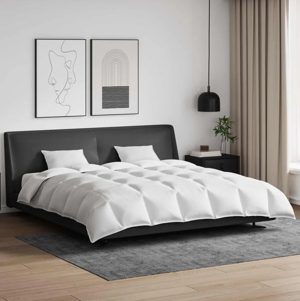 vidaXL Dekbed Set met kussen 3 pcs Wit Donsveertjes