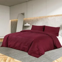 vidaXL Dekbedovertrekset 140x200 cm katoen bordeauxrood