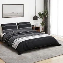 vidaXL Dekbedovertrekset 140x200 cm katoen zwart en wit