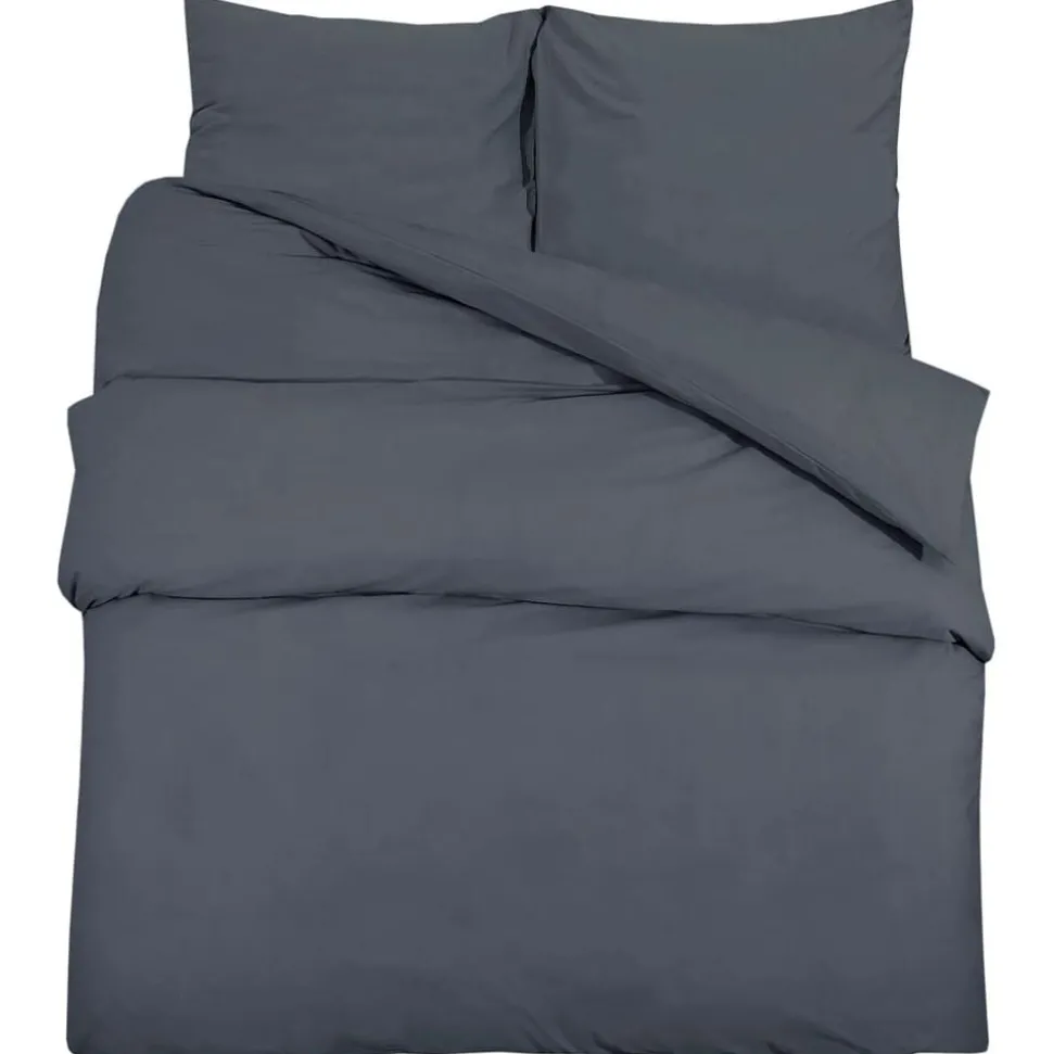 vidaXL Dekbedovertrekset 140x200 cm katoen antracietkleurig