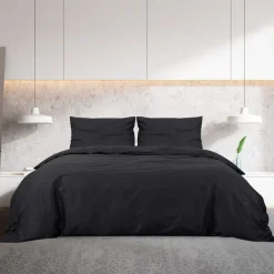 vidaXL Dekbedovertrekset lichtgewicht 140x200 cm microvezel zwart