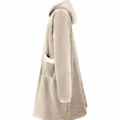 vidaXL Deken hoodie Beige M Fleece en Flanel