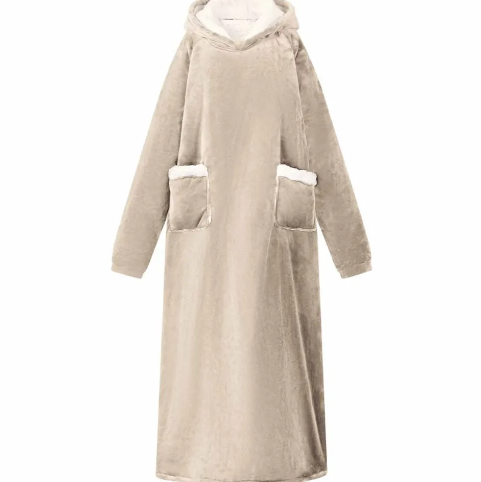 vidaXL Deken hoodie Beige M Fleece en Flanel