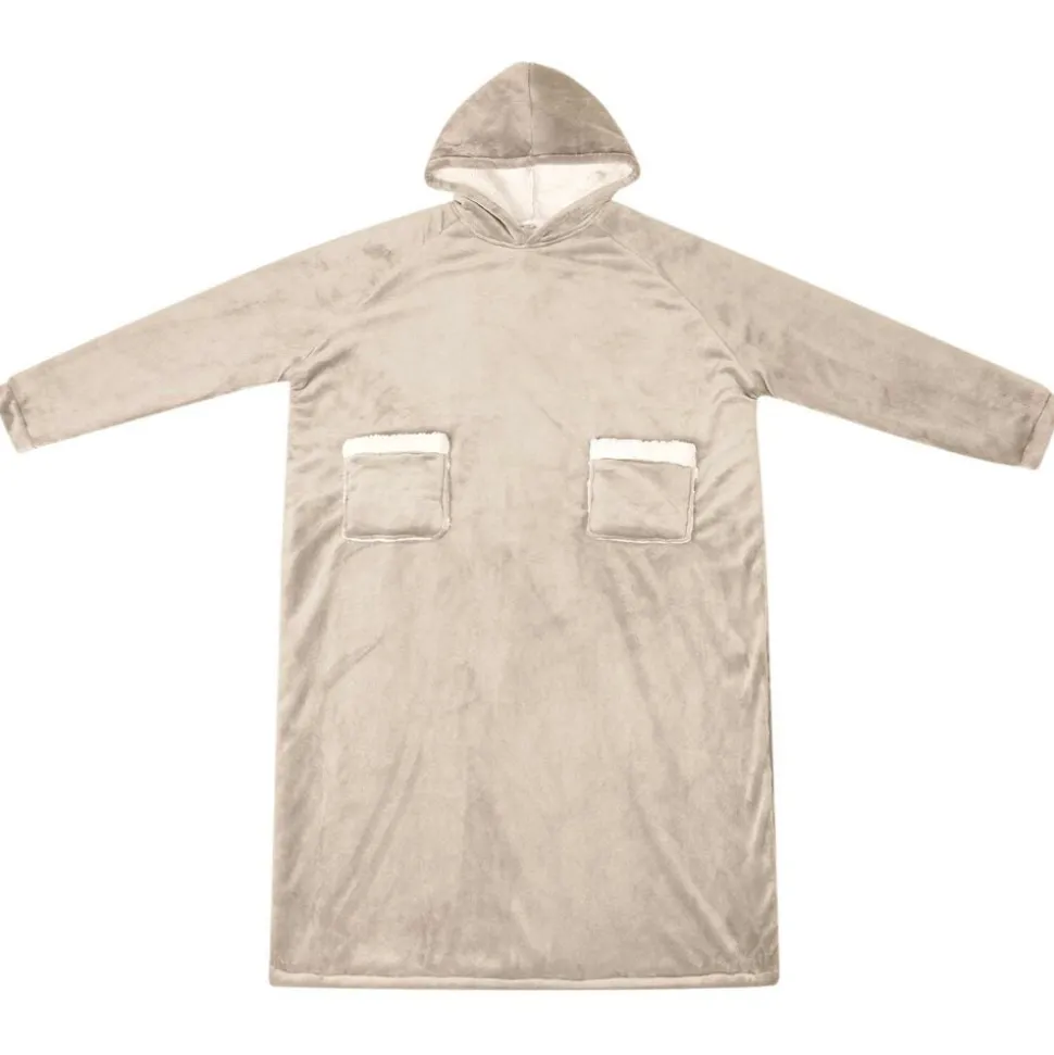 vidaXL Deken hoodie Beige M Fleece en Flanel