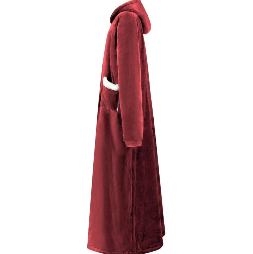 vidaXL Deken hoodie Bordeaux Rood M Fleece en Flanel