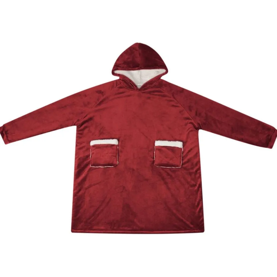 vidaXL Deken hoodie Bordeaux Rood M Fleece en Flanel