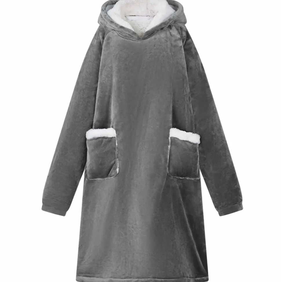 vidaXL Deken hoodie Donkergrijs M Fleece en Flanel