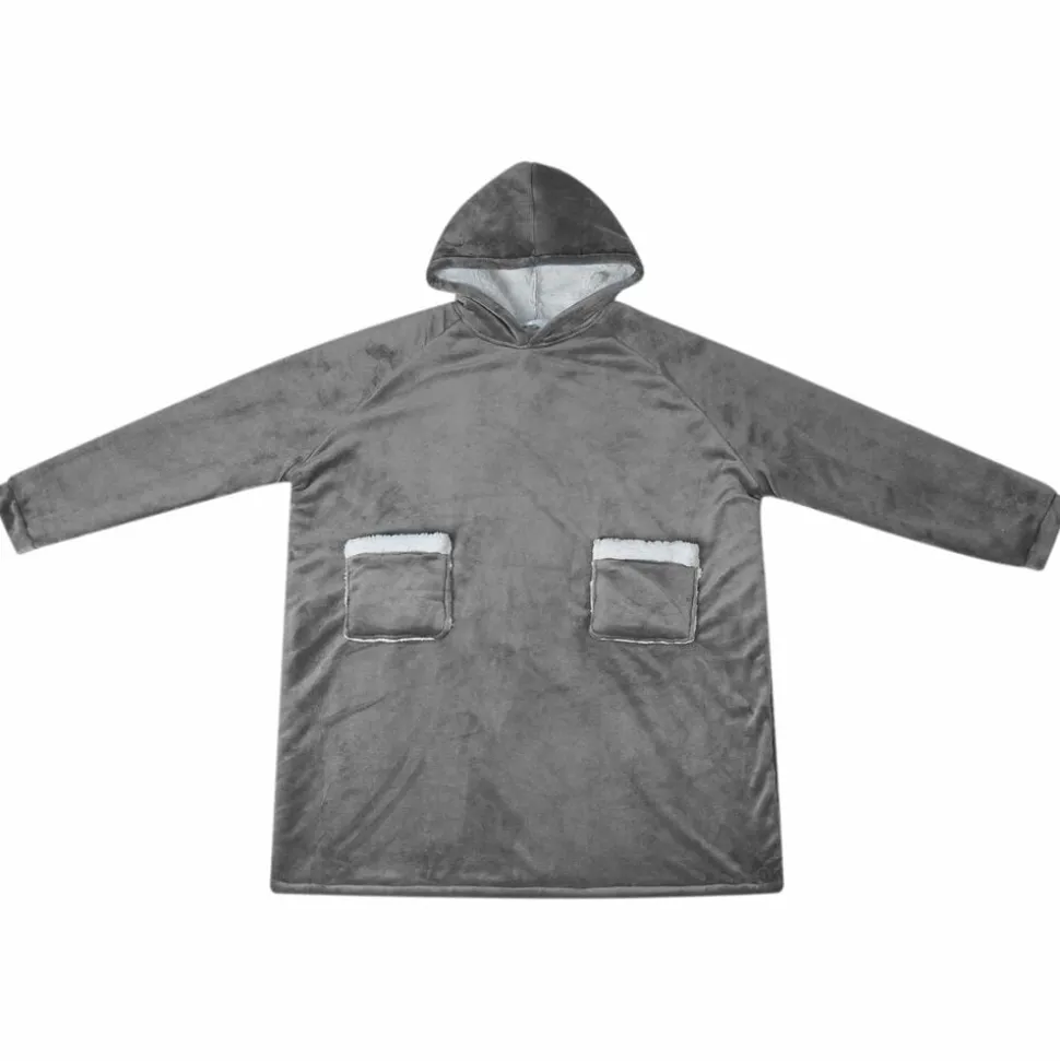 vidaXL Deken hoodie Donkergrijs M Fleece en Flanel