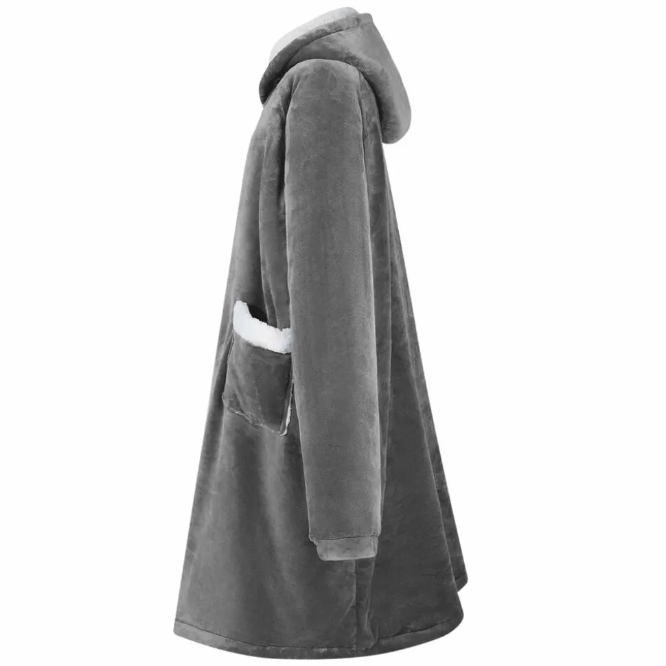 vidaXL Deken hoodie Donkergrijs M Fleece en Flanel