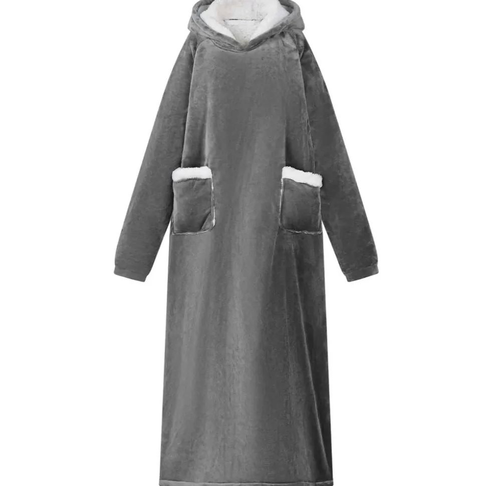 vidaXL Deken hoodie Donkergrijs M Fleece en Flanel