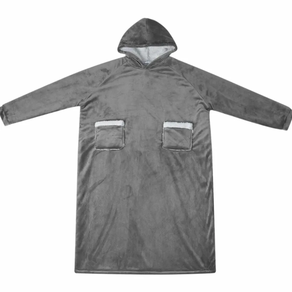 vidaXL Deken hoodie Donkergrijs M Fleece en Flanel