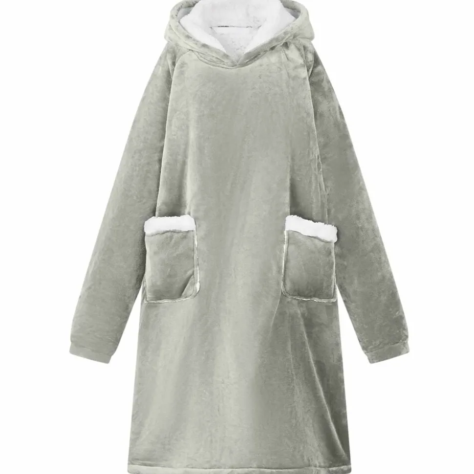 vidaXL Deken hoodie Grijs M Fleece en Flanel