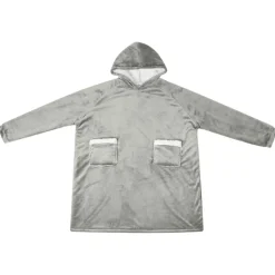vidaXL Deken hoodie Grijs M Fleece en Flanel