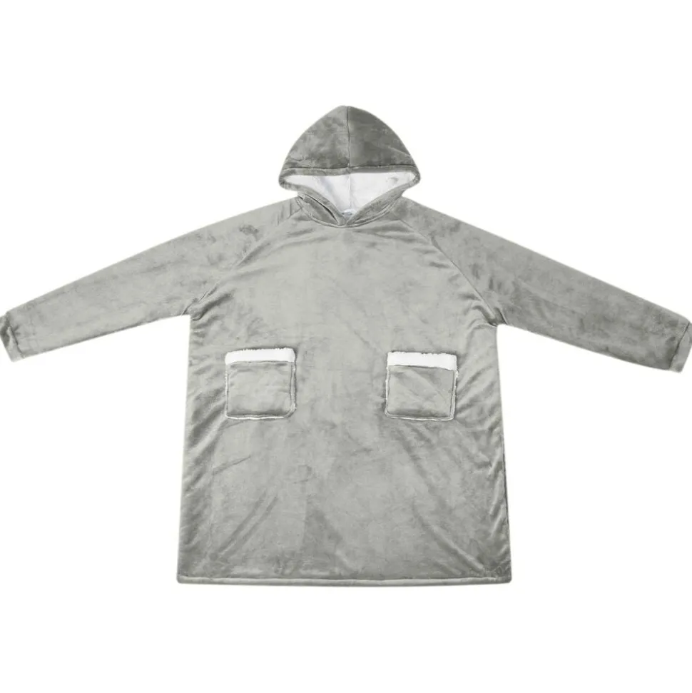 vidaXL Deken hoodie Grijs M Fleece en Flanel