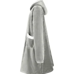 vidaXL Deken hoodie Grijs M Fleece en Flanel