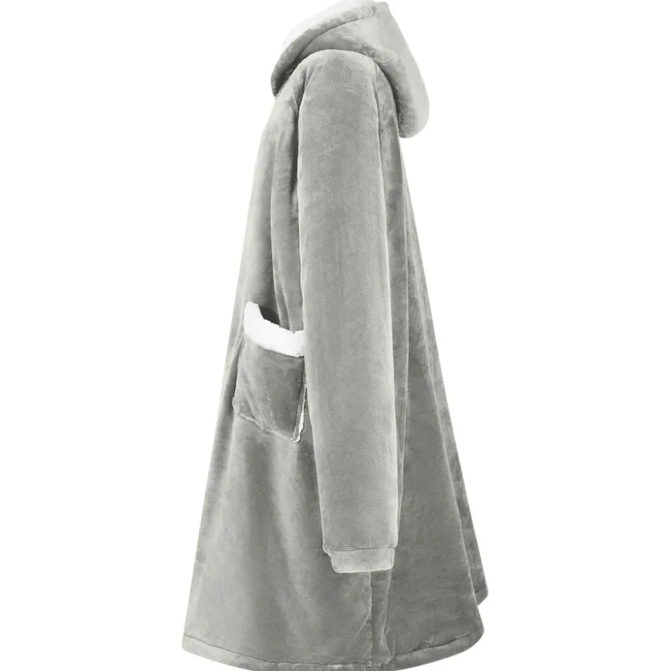 vidaXL Deken hoodie Grijs M Fleece en Flanel