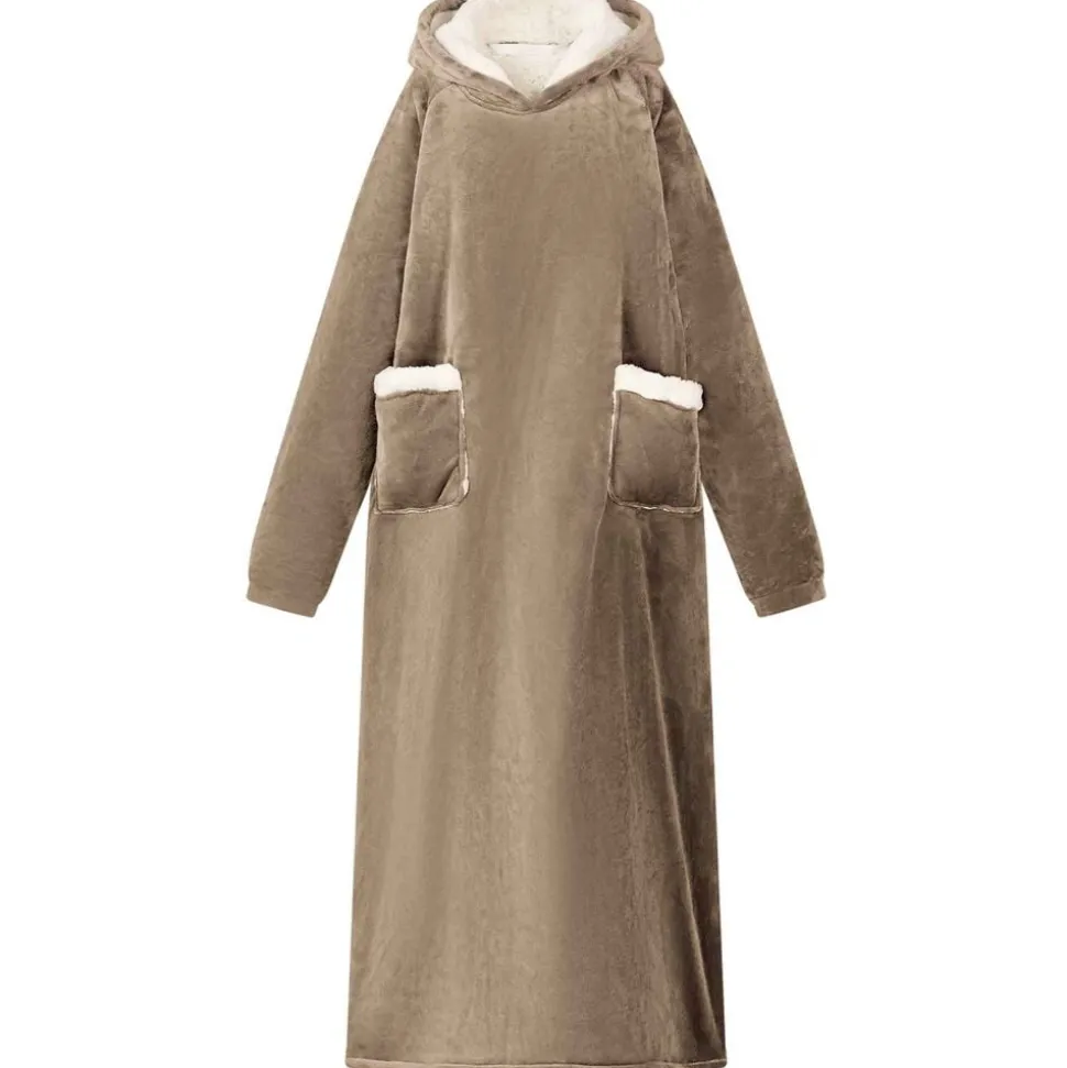 vidaXL Deken hoodie Kameel M Fleece en Flanel