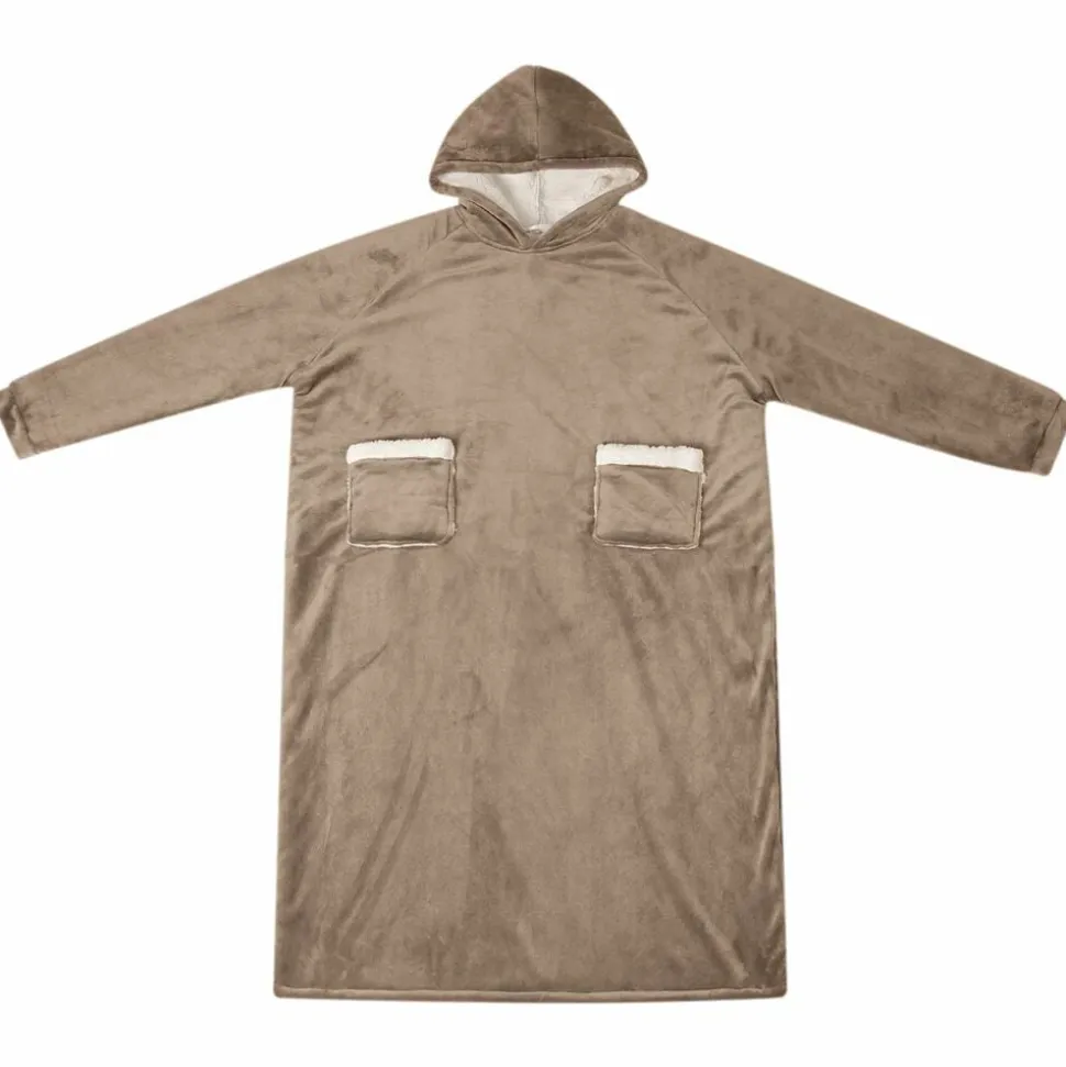 vidaXL Deken hoodie Kameel M Fleece en Flanel