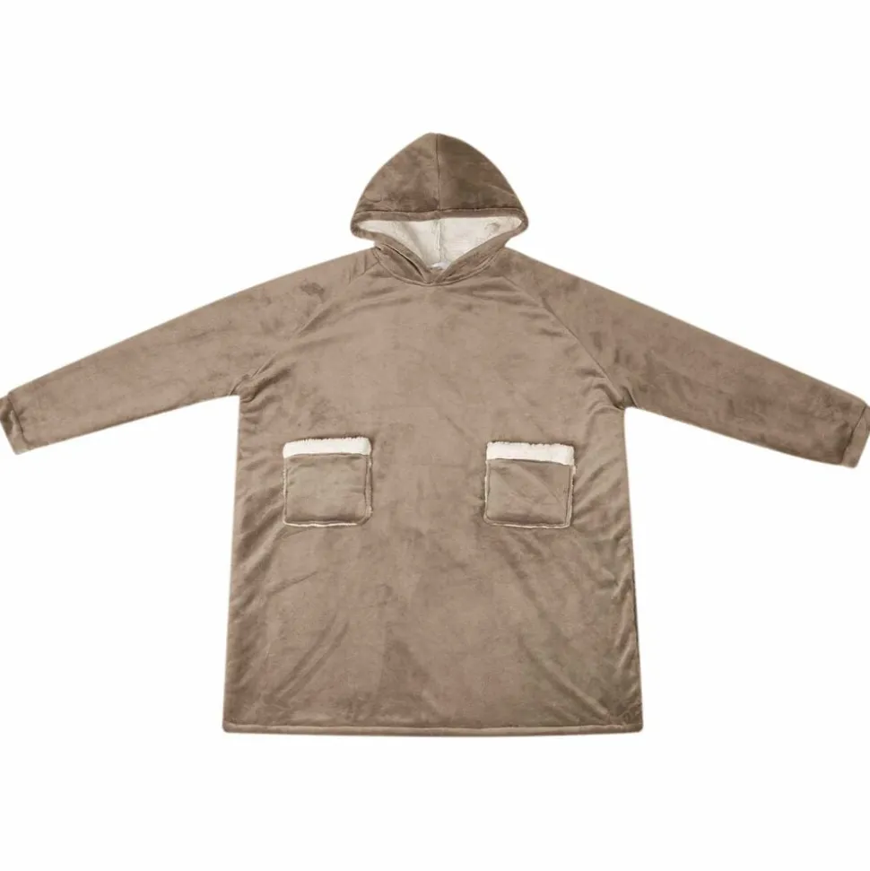 vidaXL Deken hoodie Kameel M Fleece en Flanel