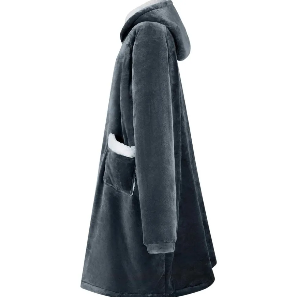 vidaXL Deken hoodie Marineblauw M Fleece en Flanel