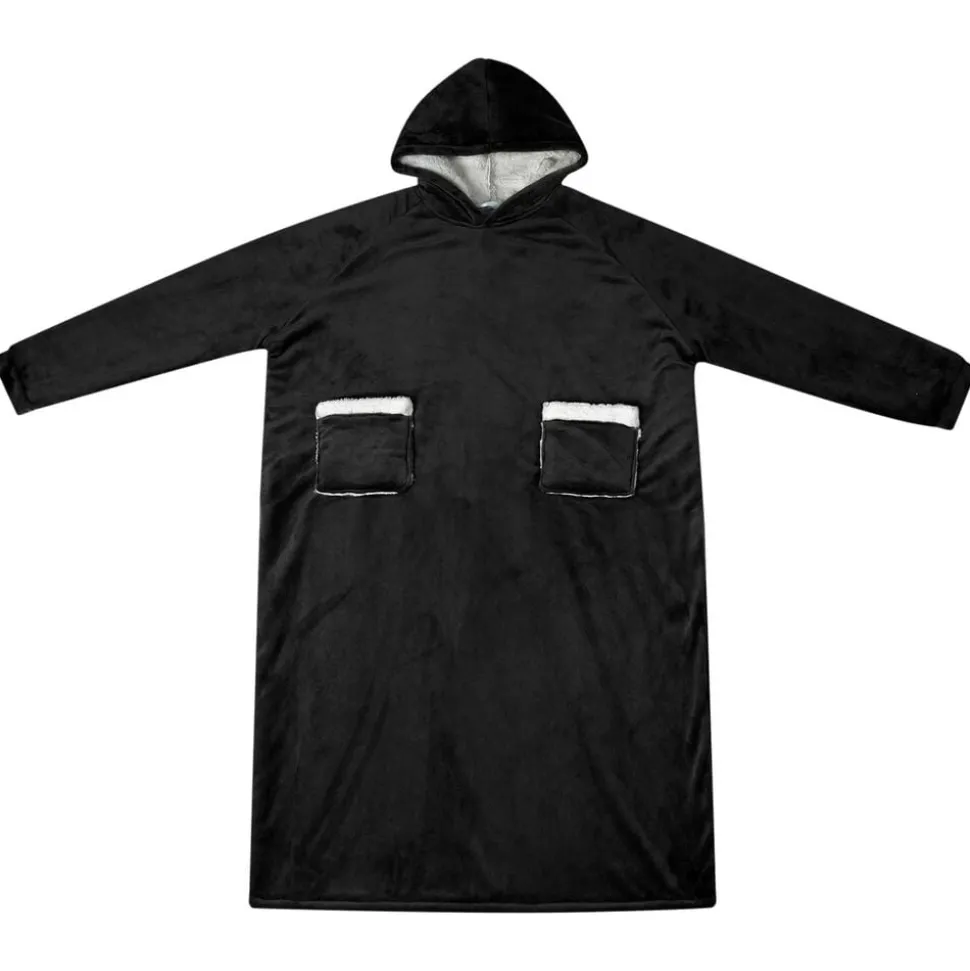 vidaXL Deken hoodie Zwart M Fleece en Flanel