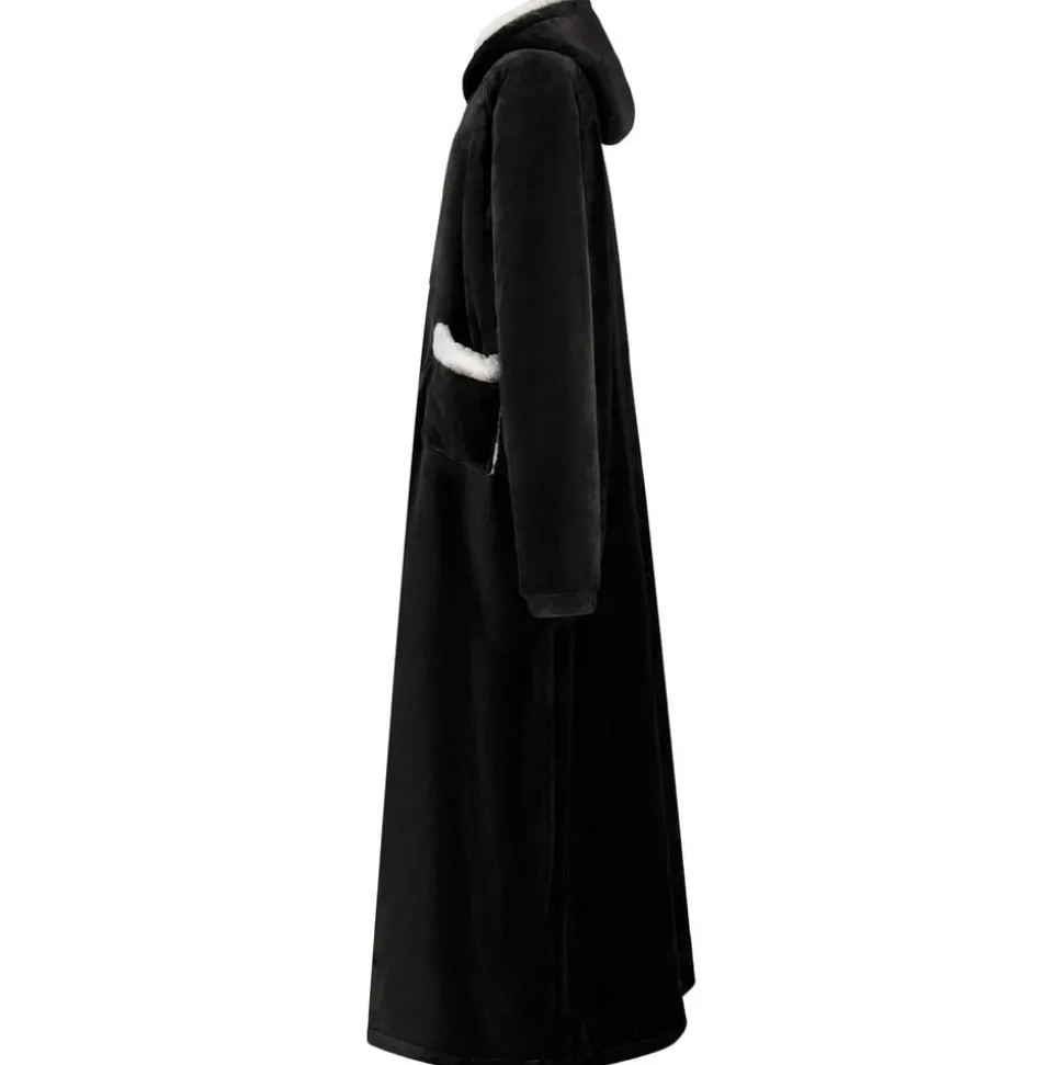 vidaXL Deken hoodie Zwart M Fleece en Flanel