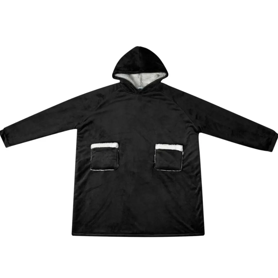 vidaXL Deken hoodie Zwart M Fleece en Flanel