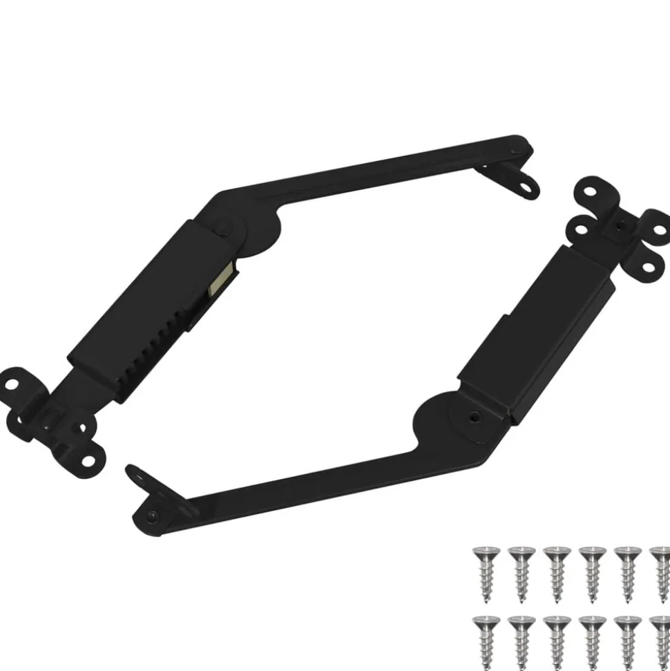 vidaXL Deksel ondersteunend scharnier 2 pcs Zwart 192 x 32 x 50 mm