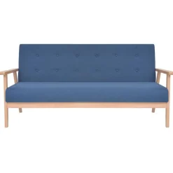 vidaXL 3-delig Bankstel stof blauw