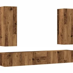 vidaXL 5-delig Tv-meubelset wandmontage bewerkt hout oud houtkleurig