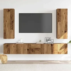 vidaXL 5-delig Tv-meubelset wandmontage bewerkt hout oud houtkleurig