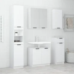 vidaXL 5-delige Badkamerkastenset bewerkt hout wit