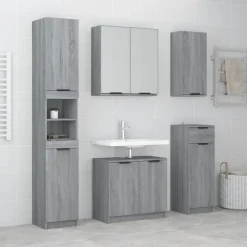 vidaXL 5-delige Badkamerkastenset bewerkt hout grijs sonoma eikenkleur