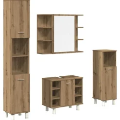 vidaXL 4-delige Badkamermeubelset bewerkt hout artisanaal eikenkleur