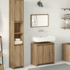 vidaXL 3-delige Badkamermeubelset bewerkt hout artisanaal eikenkleur