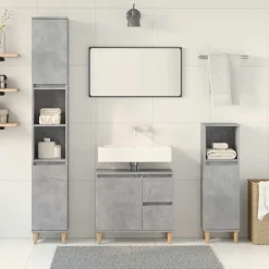 vidaXL 3-delige Badkamermeubelset bewerkt hout betongrijs