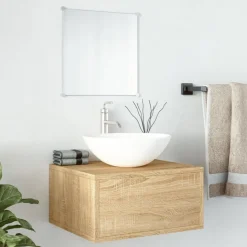 vidaXL 2-delige Badkamermeubelset bewerkt hout eikenkleurig