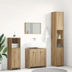 vidaXL 4-delige Badkamermeubelset bewerkt hout artisanaal eikenkleur