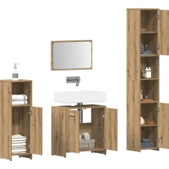 vidaXL 4-delige Badkamermeubelset bewerkt hout artisanaal eikenkleur